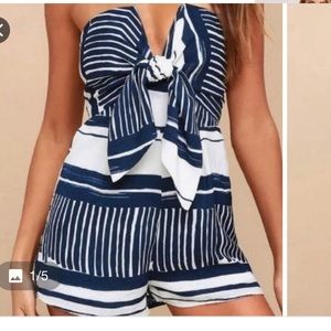 Lulus white and navy romper